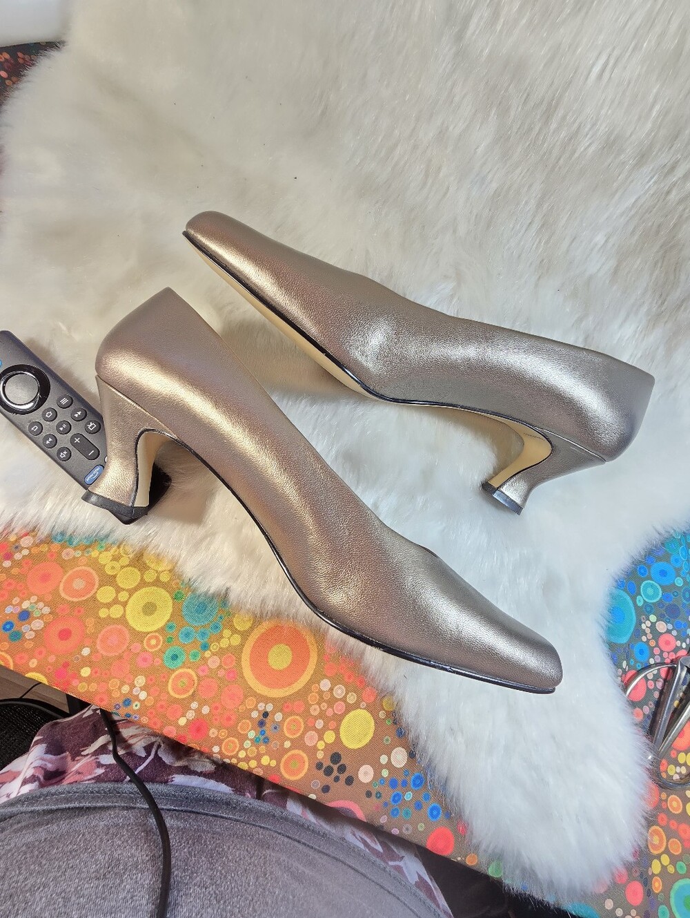 Preview Collection Metallic Bronze Low Kitten-Heel Leather Pumps